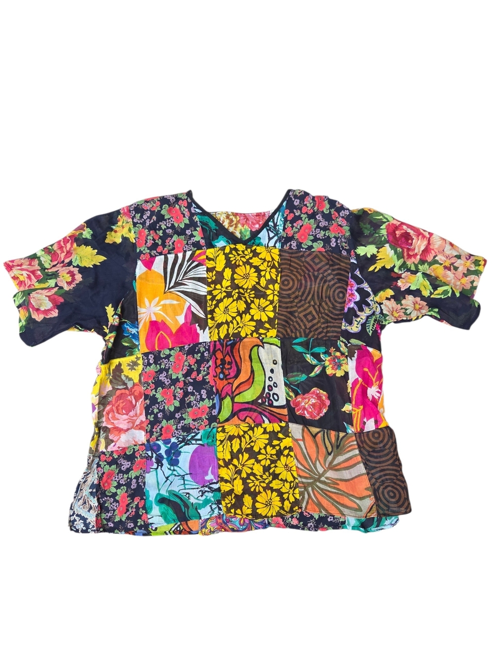 Patchwork Women's Colorful Blouse XL/1X